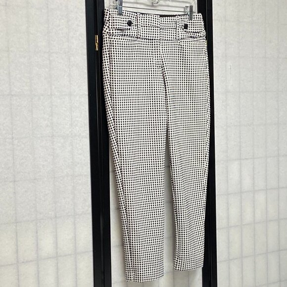 Candie's Marilyn Wide Waistband Stretch Check Skinny Ankle Pants Black & White 7 - Picture 3 of 13
